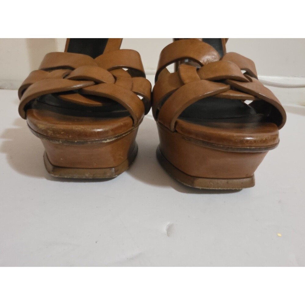 Yves Saint Laurent Dark Beige Leather Tribute Sandals Size Eu37/7US - Picture 6 of 8
